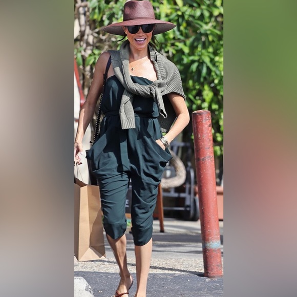 NWOT FASHION NOVA Green Aviator  Strapless Silky Cargo Jumper Romper Jumpsuit M - Picture 6 of 16